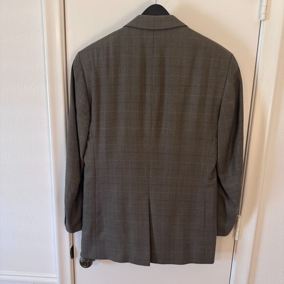 Jos A. Bank Brown Plaid Men's 38R Silk Wool Double Button Sports Coat - Picture 3 of 7